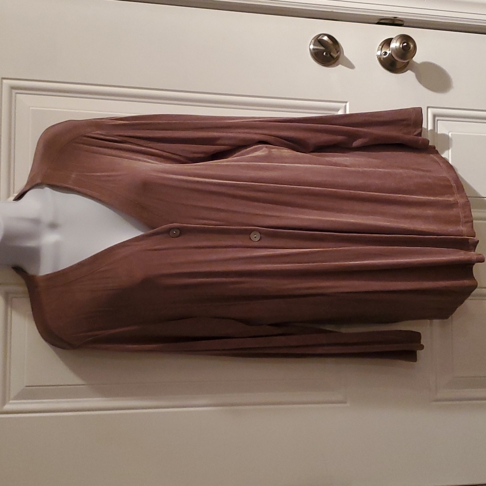 Coldwater Creek Taupe Button Down Cardigan Travel Knit XL